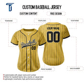Custom Yellow Black Pinestripe Button Down Baseball Jersey for Women